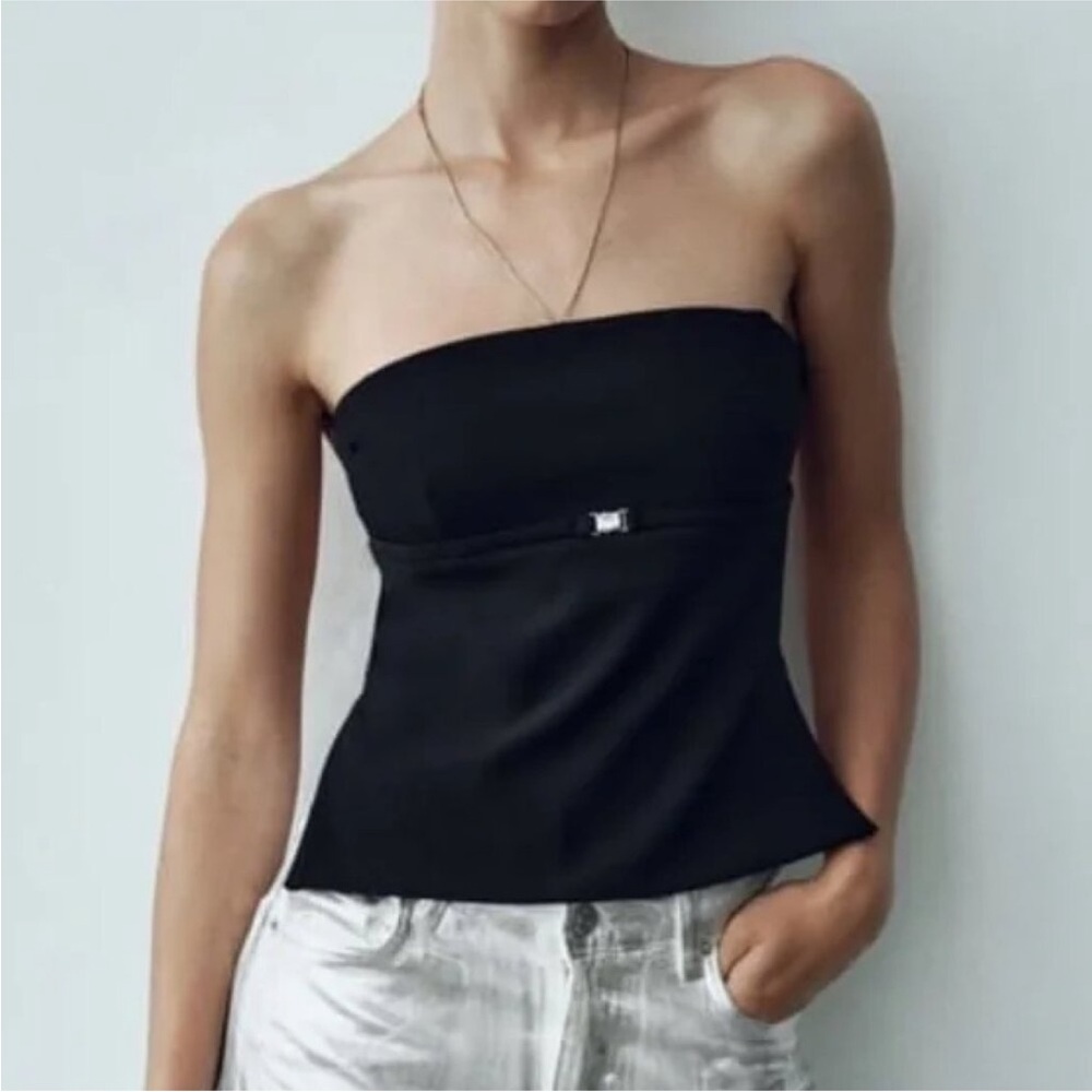 Zara Belted Strapless Top